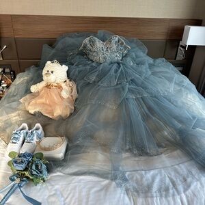 Quince Blue and Silver Gown